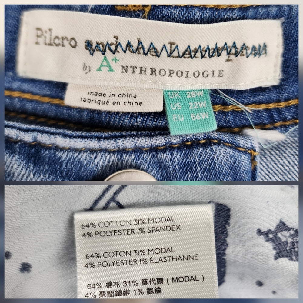 Pilcro Anthropologie Ankle Jeans Light Blue Distressed Denim Size 22W - Picture 2 of 16